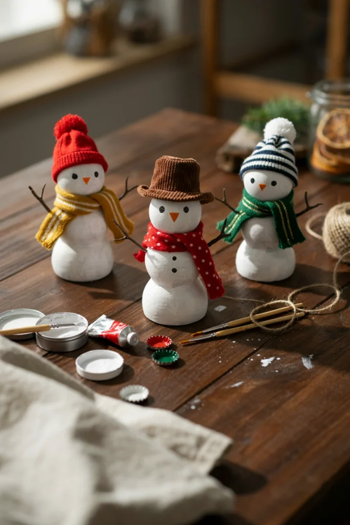 Bottle Cap Snowmen