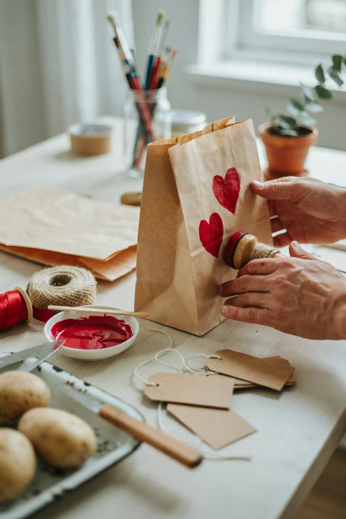 Heart-Stamped Gift Bags