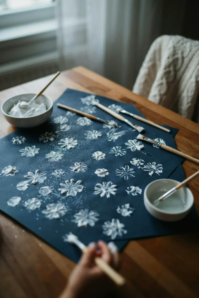 Puffy Paint Snowflakes