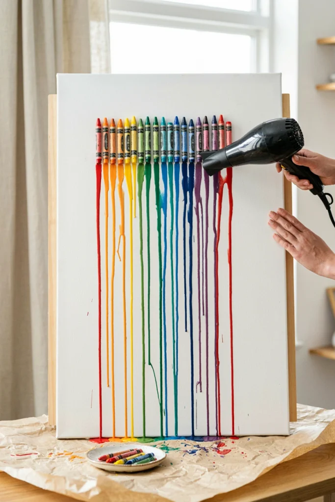 Rainbow Crayon Melt Art