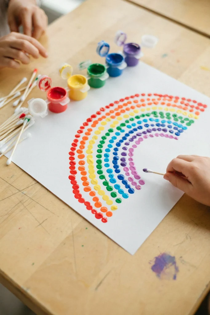 Rainbow Dot Art With Q-Tips