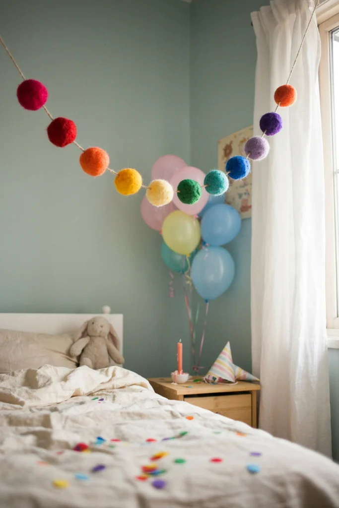 Rainbow Garland With Pom-Poms