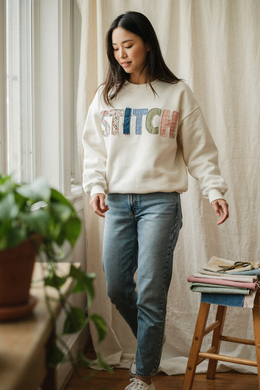 22 DIY Patchwork Sweatshirt Ideas: Letters, Hearts, Flowers, and Easy Upcycles
