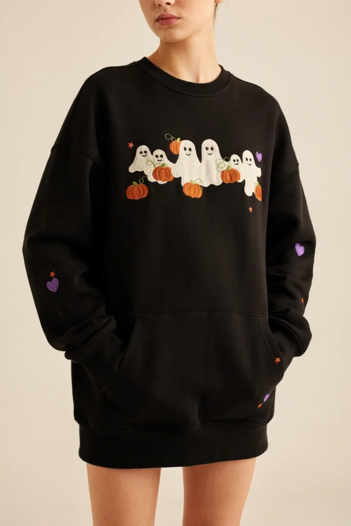 Patchwork Ghost Sweatshirt for Halloween